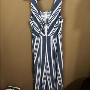 Taylor & Sage Blue and White Striped Jumpsuit